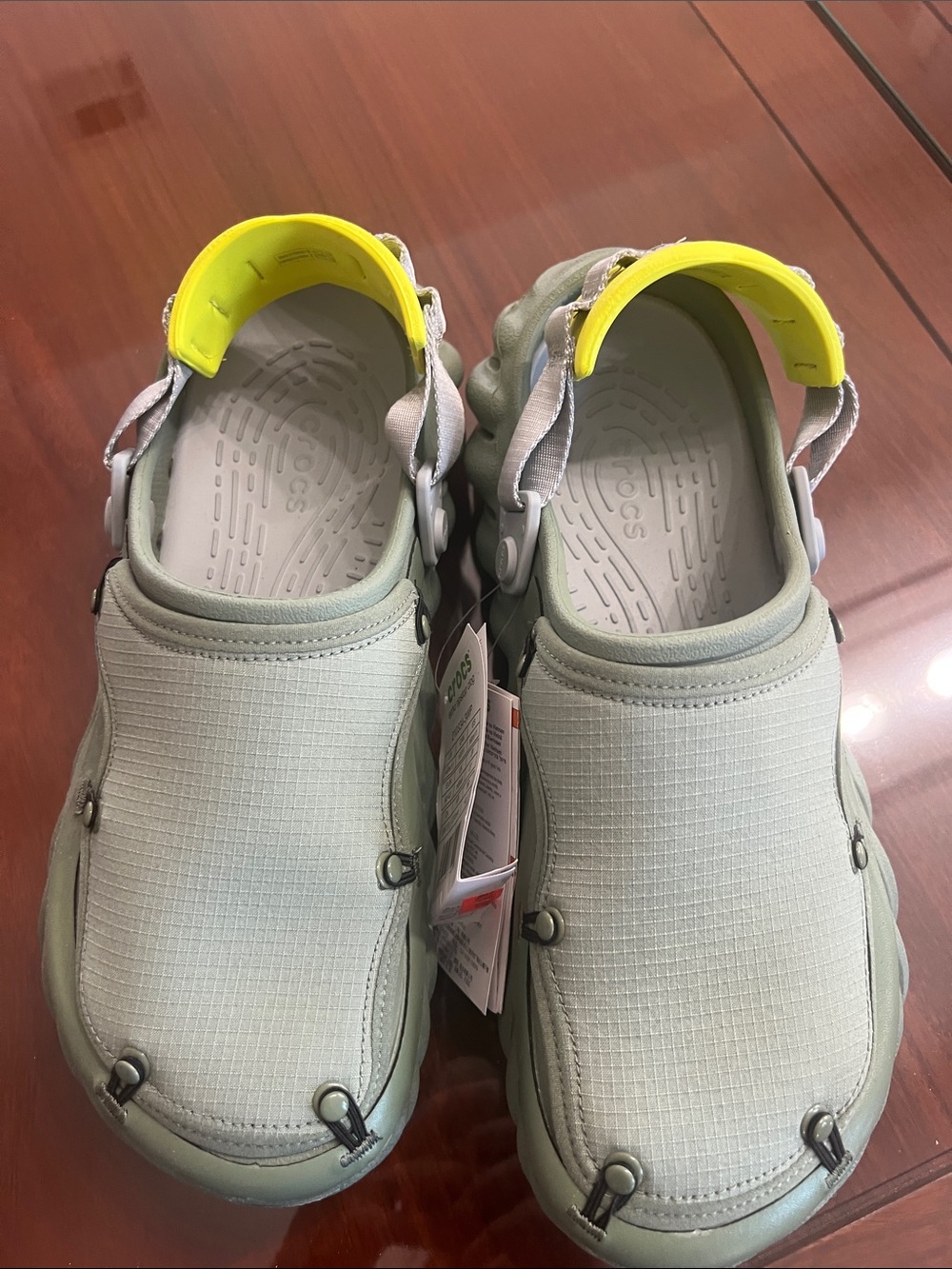 CROCS Light Green Clog with Neon Yellow Heel Strap
